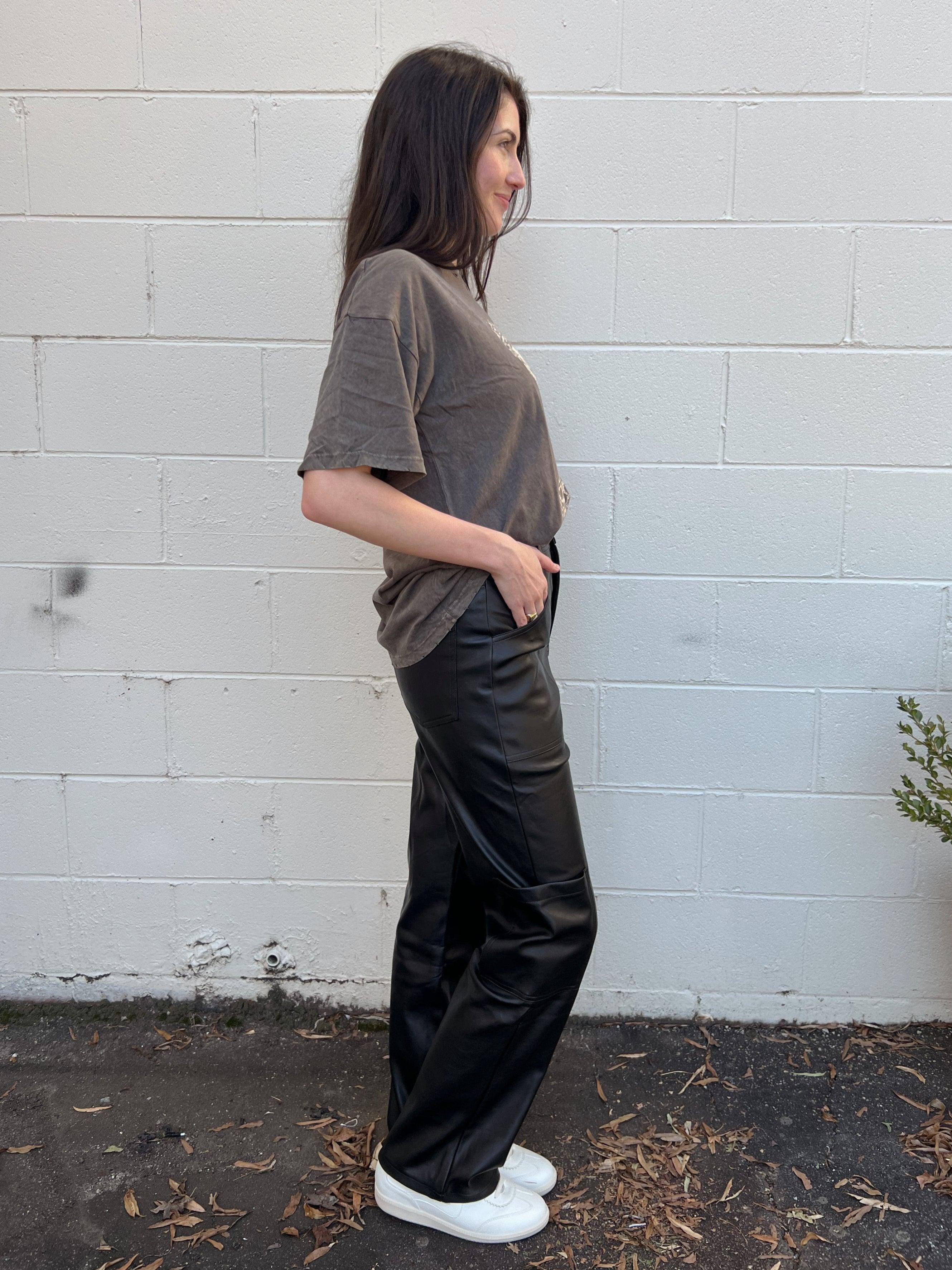 Confidence Is Key Faux Leather Cargo Pants Product Image