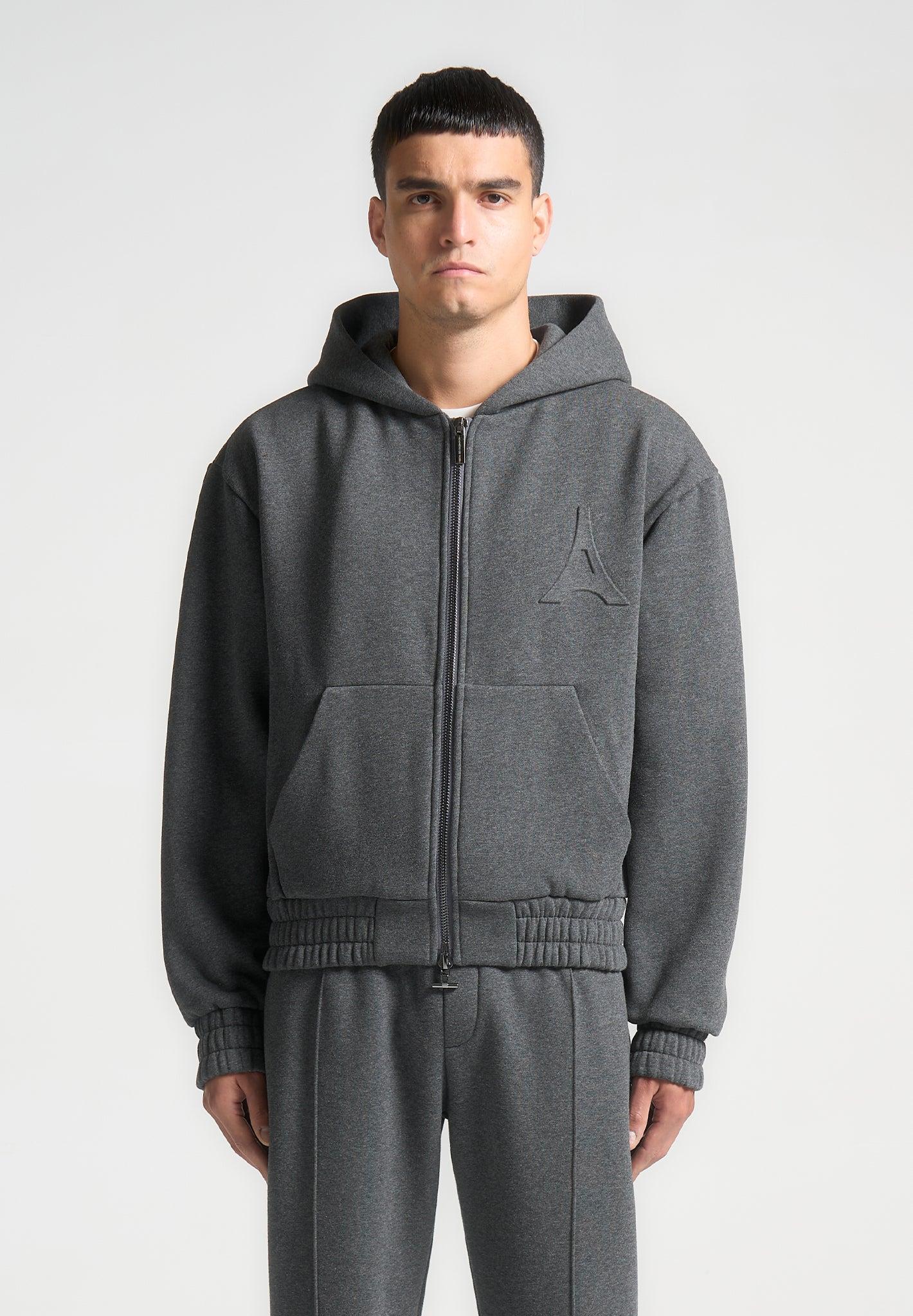 Éternel 420GSM Eiffel Embossed Zip Hoodie - Dark Grey Male Product Image