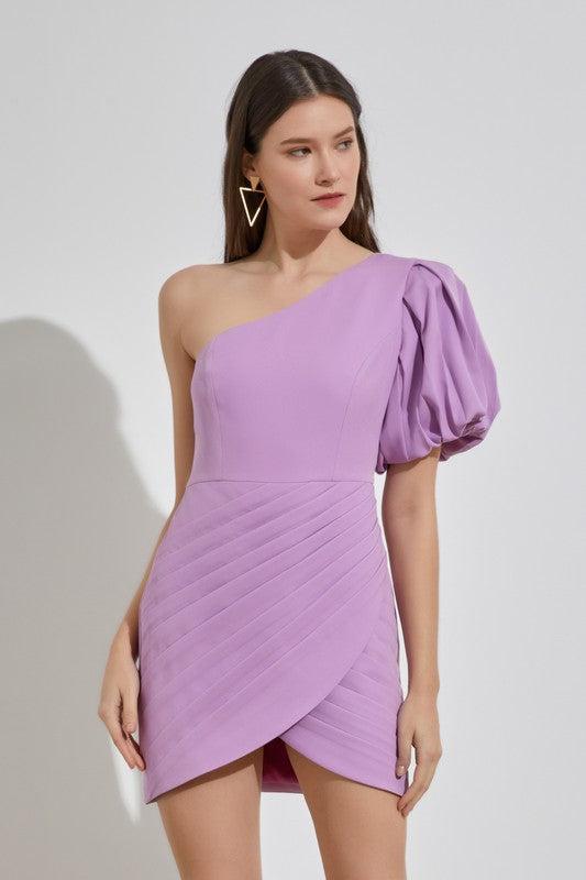 One Shoulder Ruffle Dress Product Image