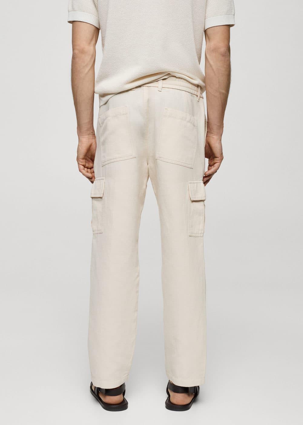 MANGO MAN - Cotton-linen cargo pants vanillaMen Product Image