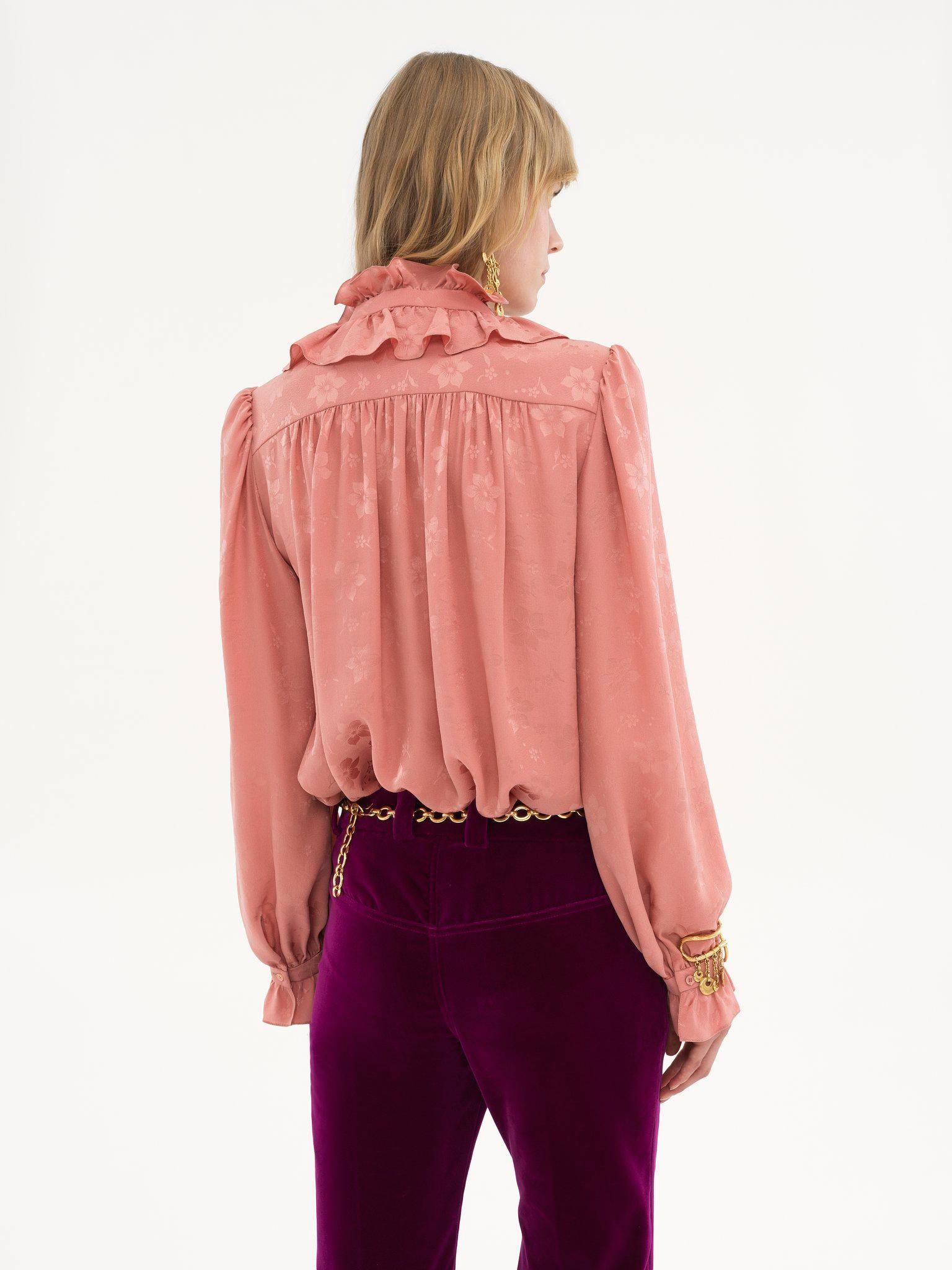 Fluid blouse in silk jacquard Product Image