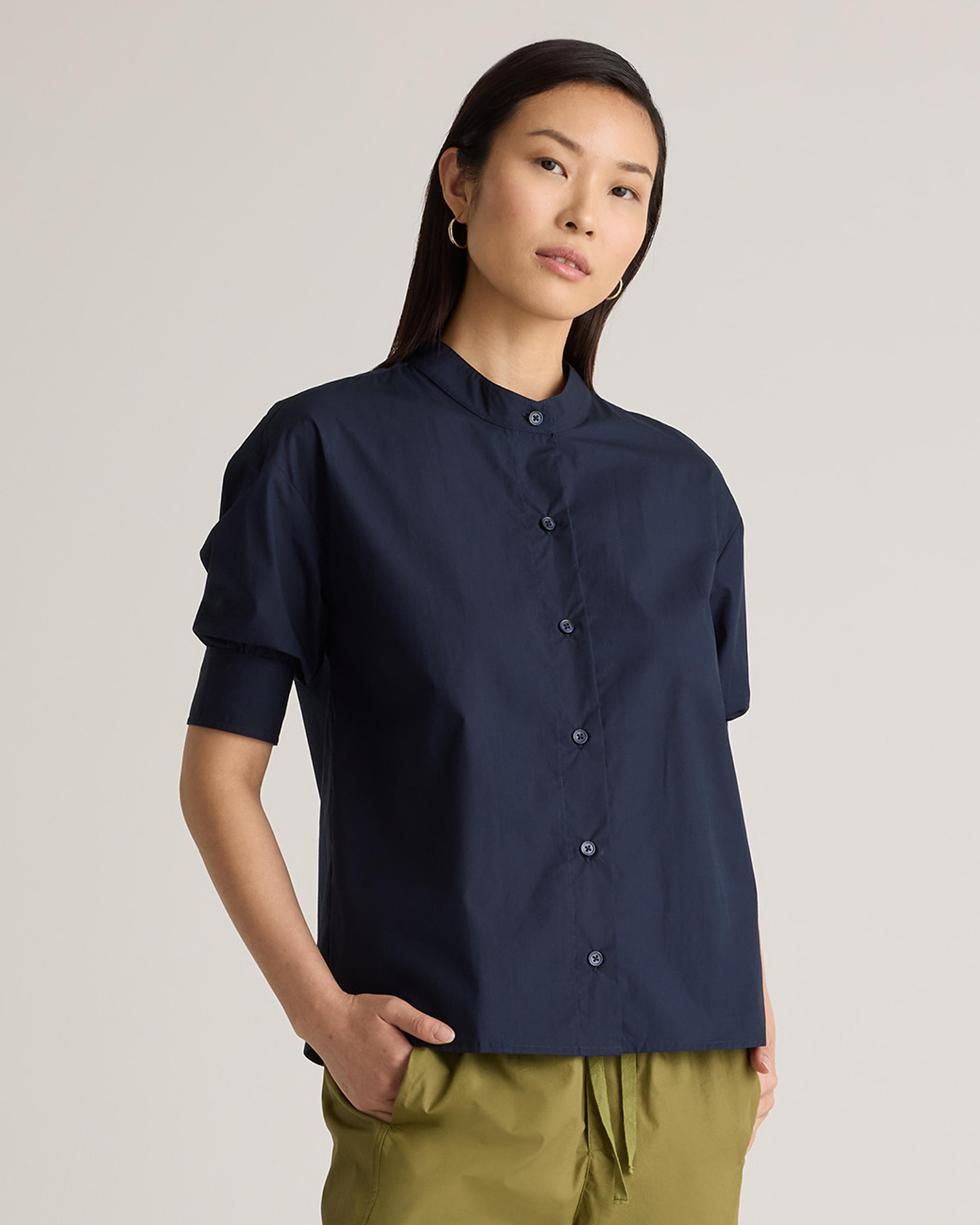 100% Organic Cotton Poplin Puff Sleeve Shirt Product Image