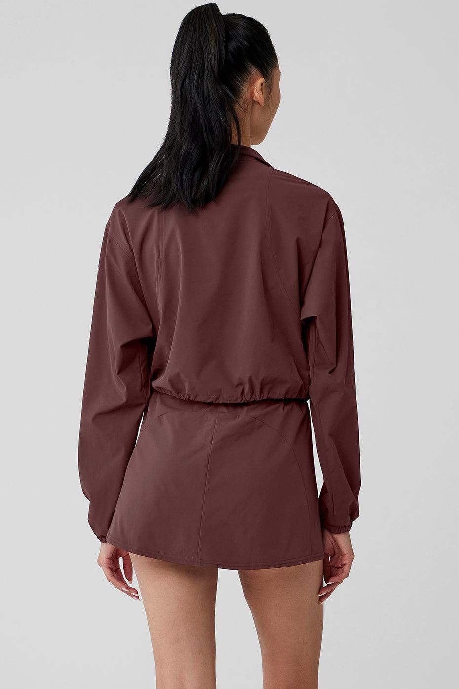 1/4 Zip Cropped In The Lead Coverup - Cherry Cola Female Product Image