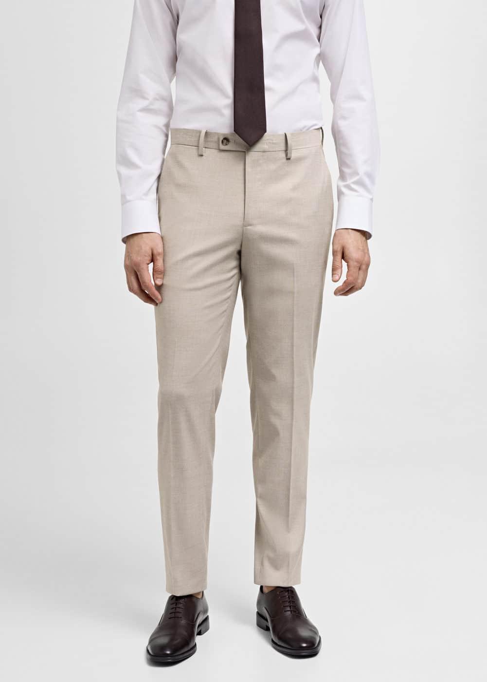 MANGO MAN - Stretch fabric slim-fit suit pants beigeMen Product Image