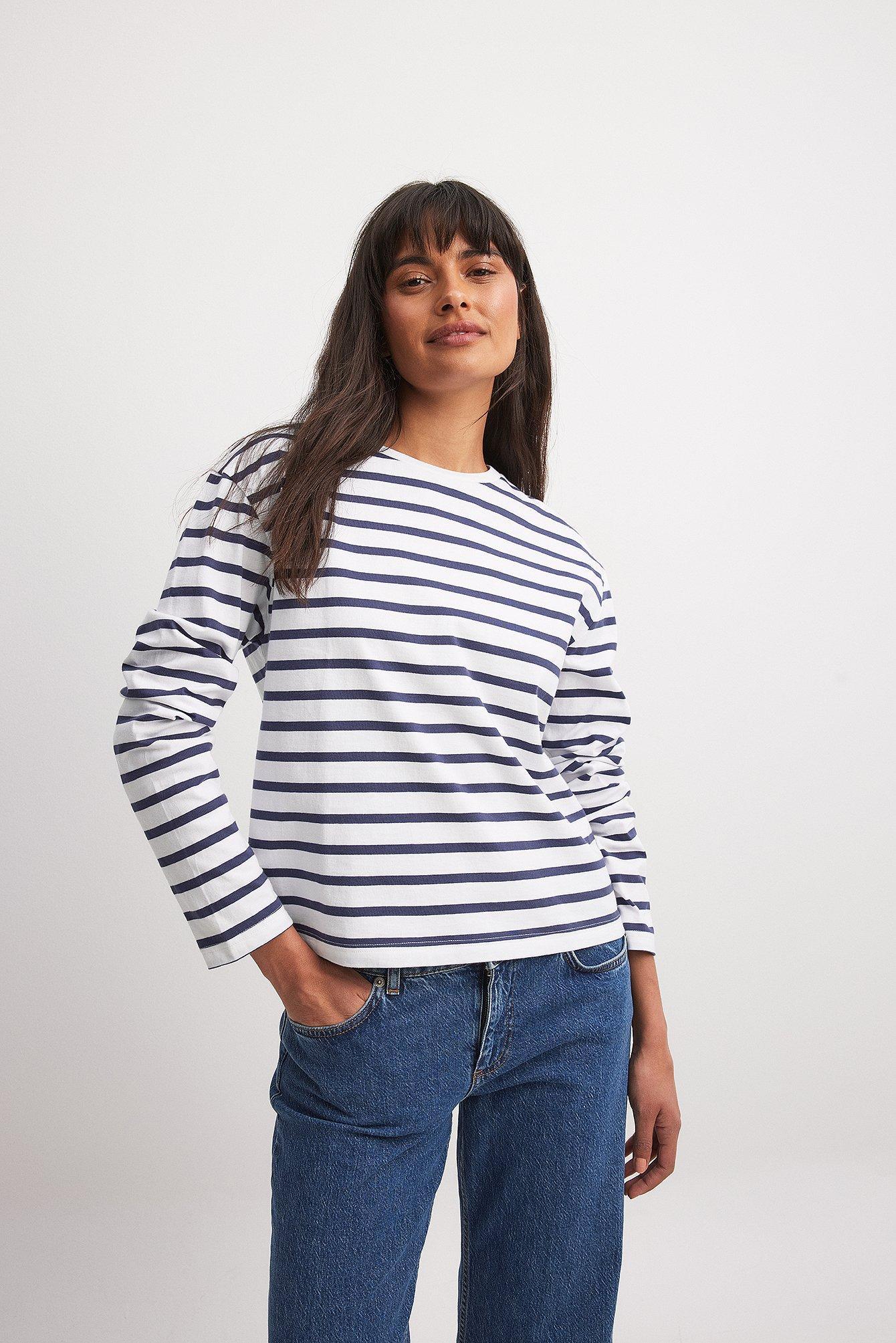 Striped Oversized Long Sleeved Top Product Image