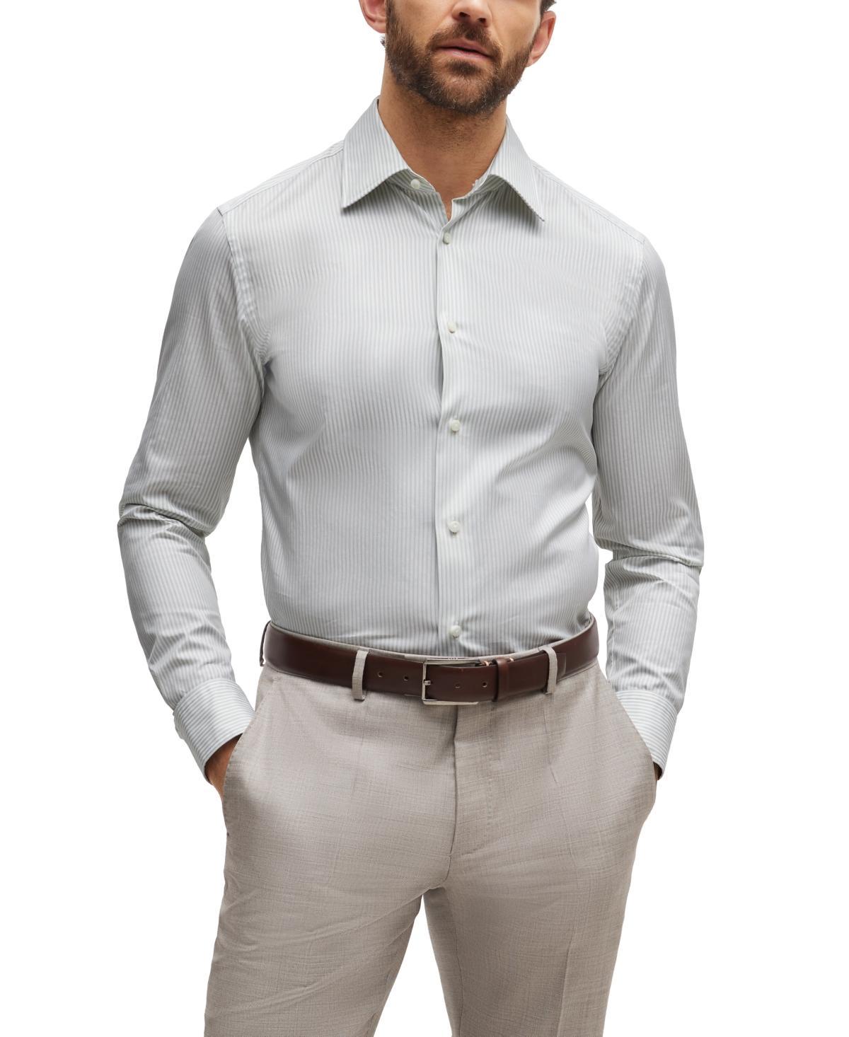 Mens Slim-Fit Shirt in Striped Cotton Product Image