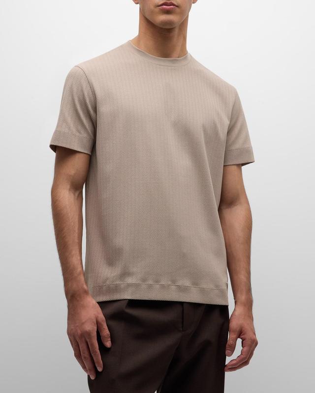 Mens Cotton Jacquard Crewneck T-Shirt Product Image