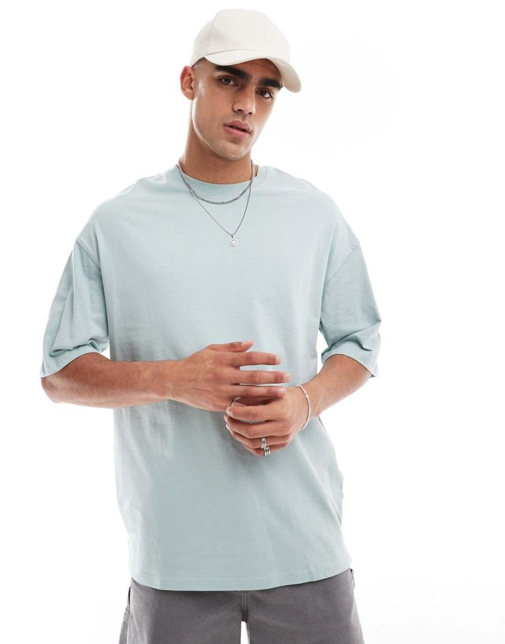 Jack & Jones super oversized t-shirt in gray blue Product Image