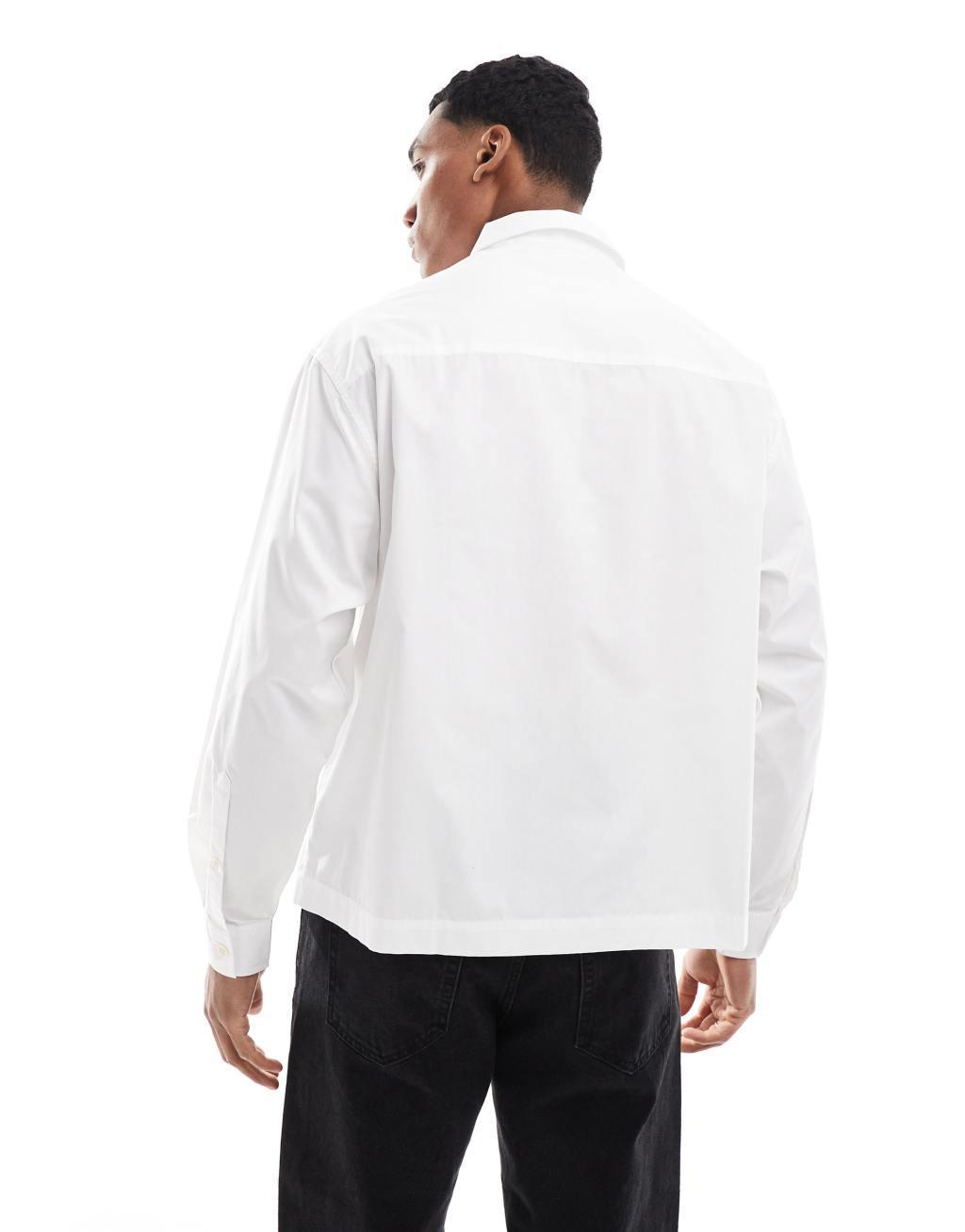 ASOS DESIGN boxy oversized button poplin shirt in white Product Image