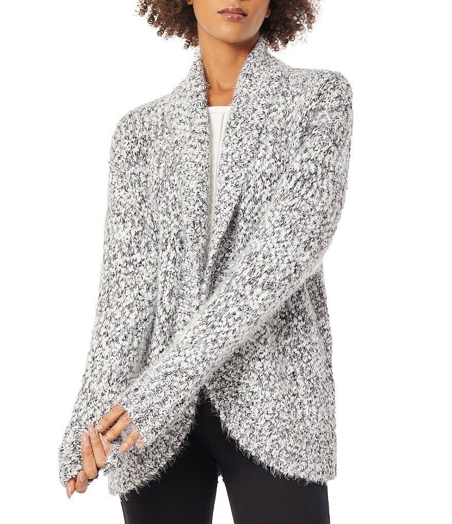 Jones New York Soft Yarn Shawl Collar Long Sleeve Rounded Cardigan Product Image