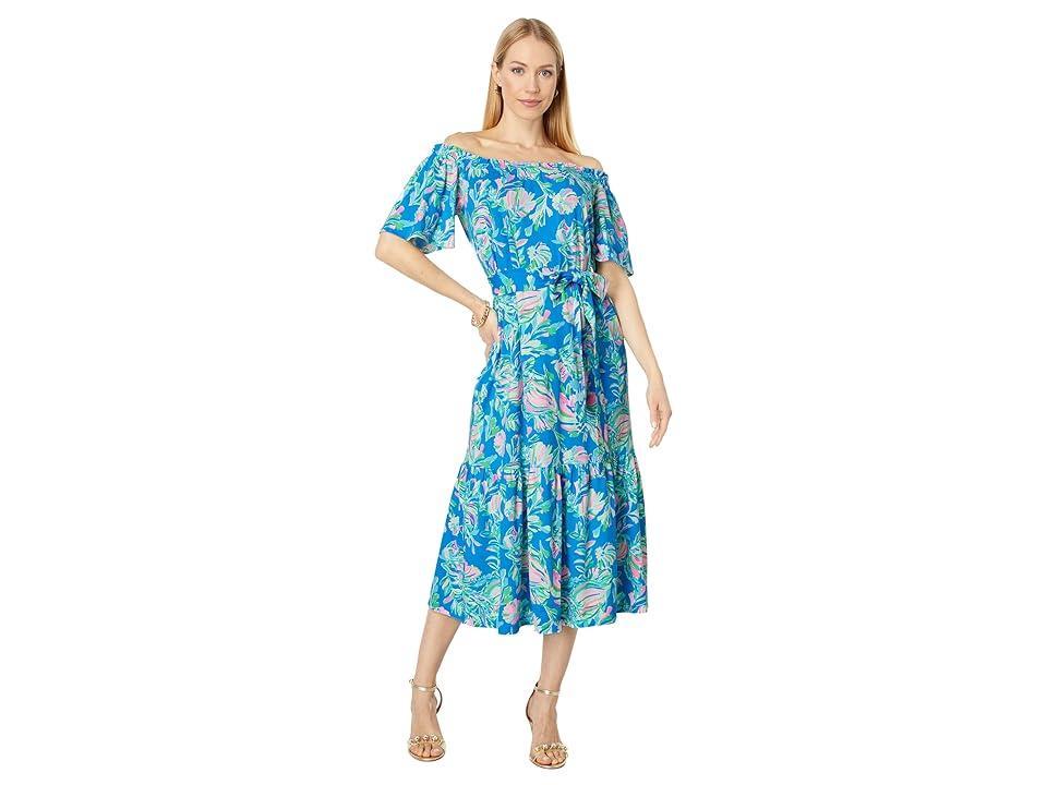 Lilly Pulitzer Merle Midi Dress (Blue Flare Fancy Fins) Women's Clothing Product Image