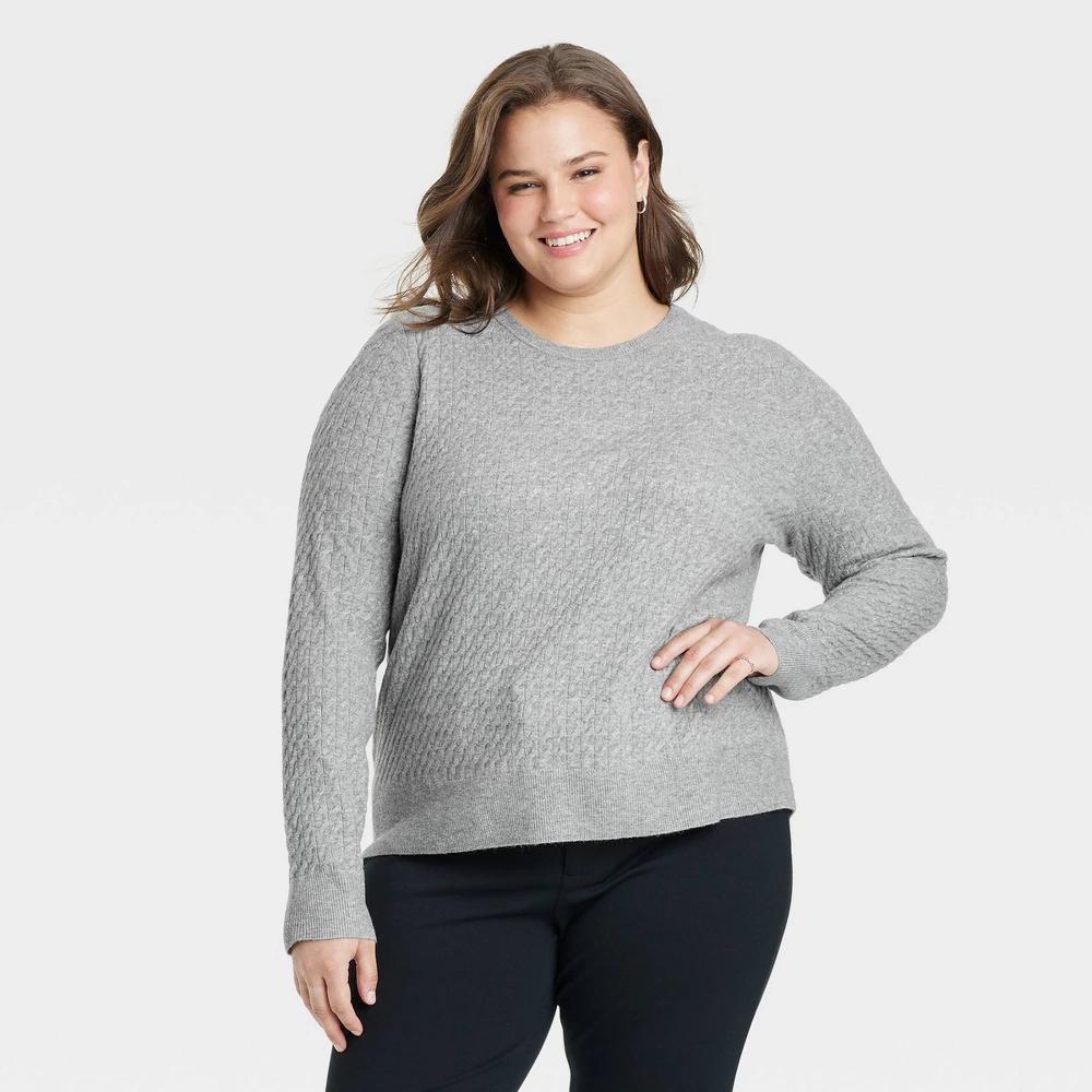 Womens Crewneck Cashfeel Pullover Sweater - A New Day 4X Product Image