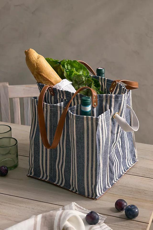 Striped Canvas Grocery Tote Product Image