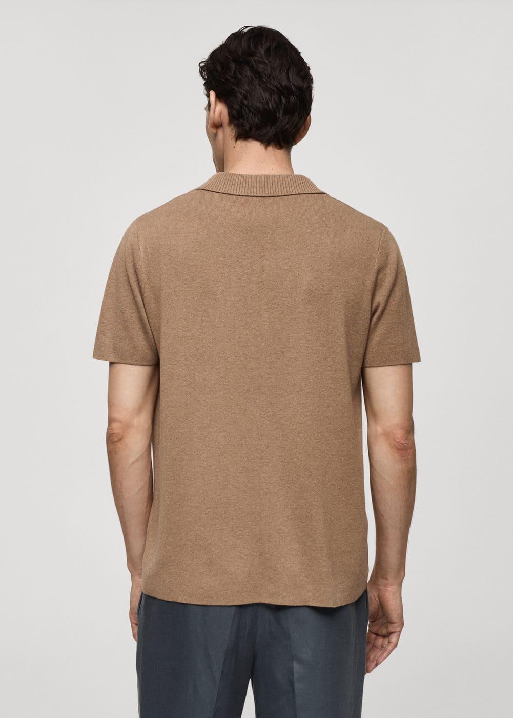 MANGO MAN - Textured knit cotton polo medium brownMen Product Image