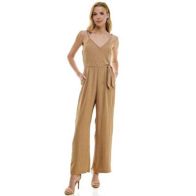 Womens Luxology Faux-Wrap Trim Detail Jumpsuit Product Image