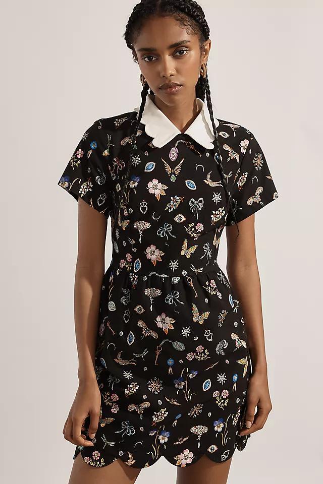 Maeve Short-Sleeve Collared Scallop Mini Dress product image