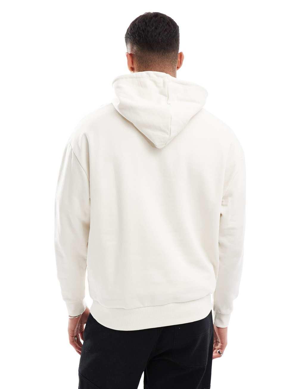 ASOS DESIGN oversized hoodie with puff print in beige Product Image