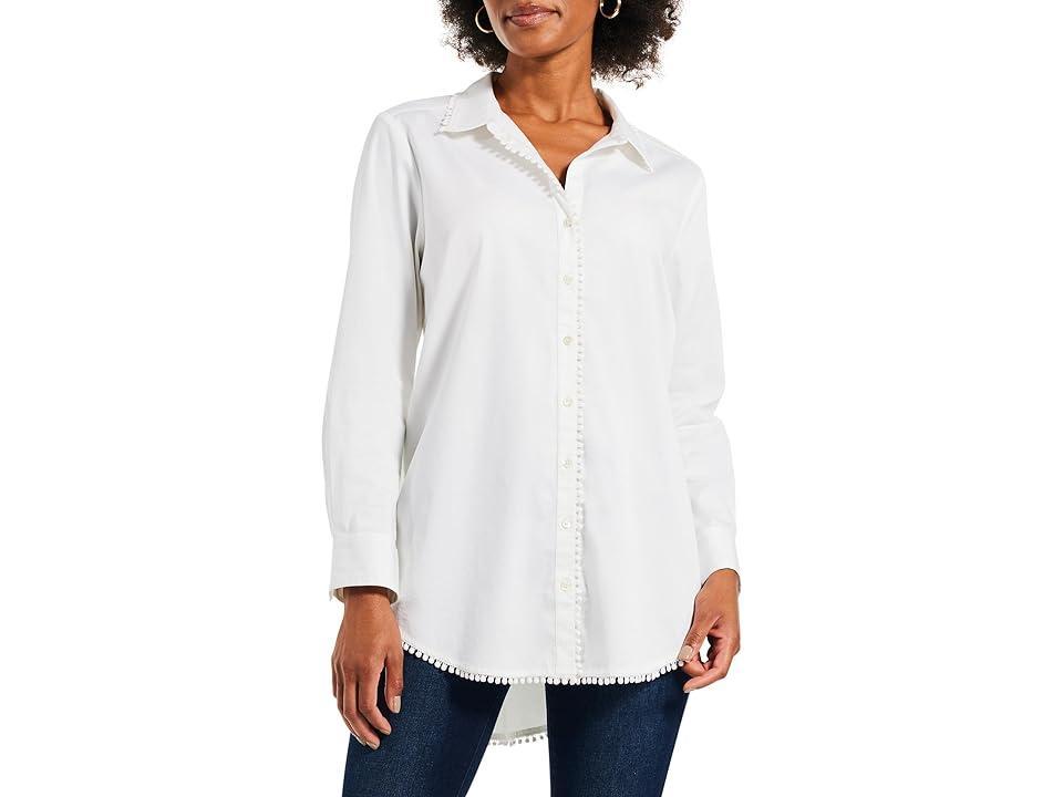 NIC+ZOE Roundabout Picot Trim Stretch Cotton Button-Up Shirt Product Image