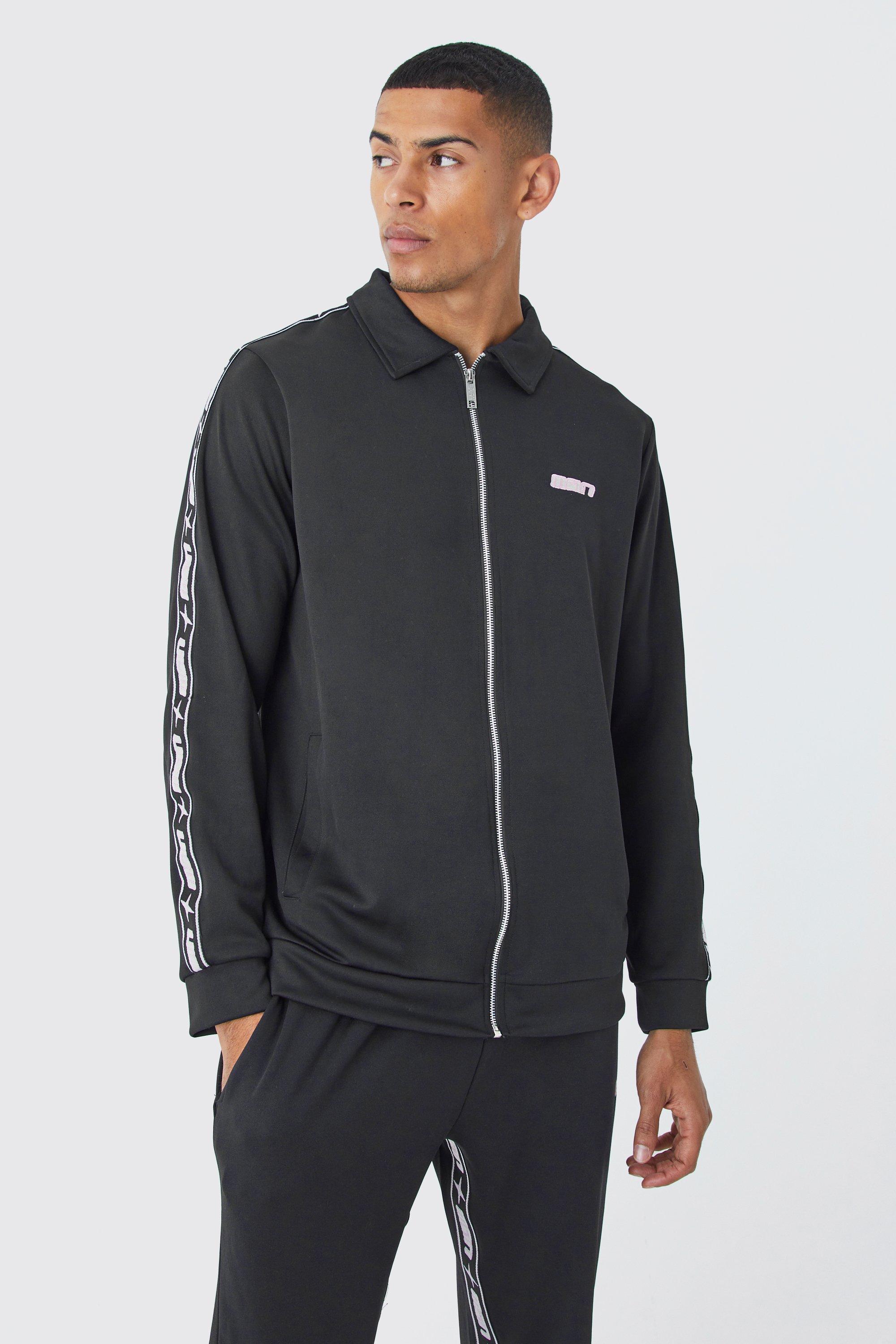 Zip Through Man Tape Tricot Tracksuit | boohooMAN USA Product Image