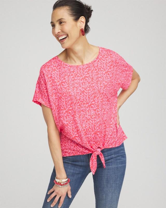 Women's Linen Reef Tie Front Tee Product Image