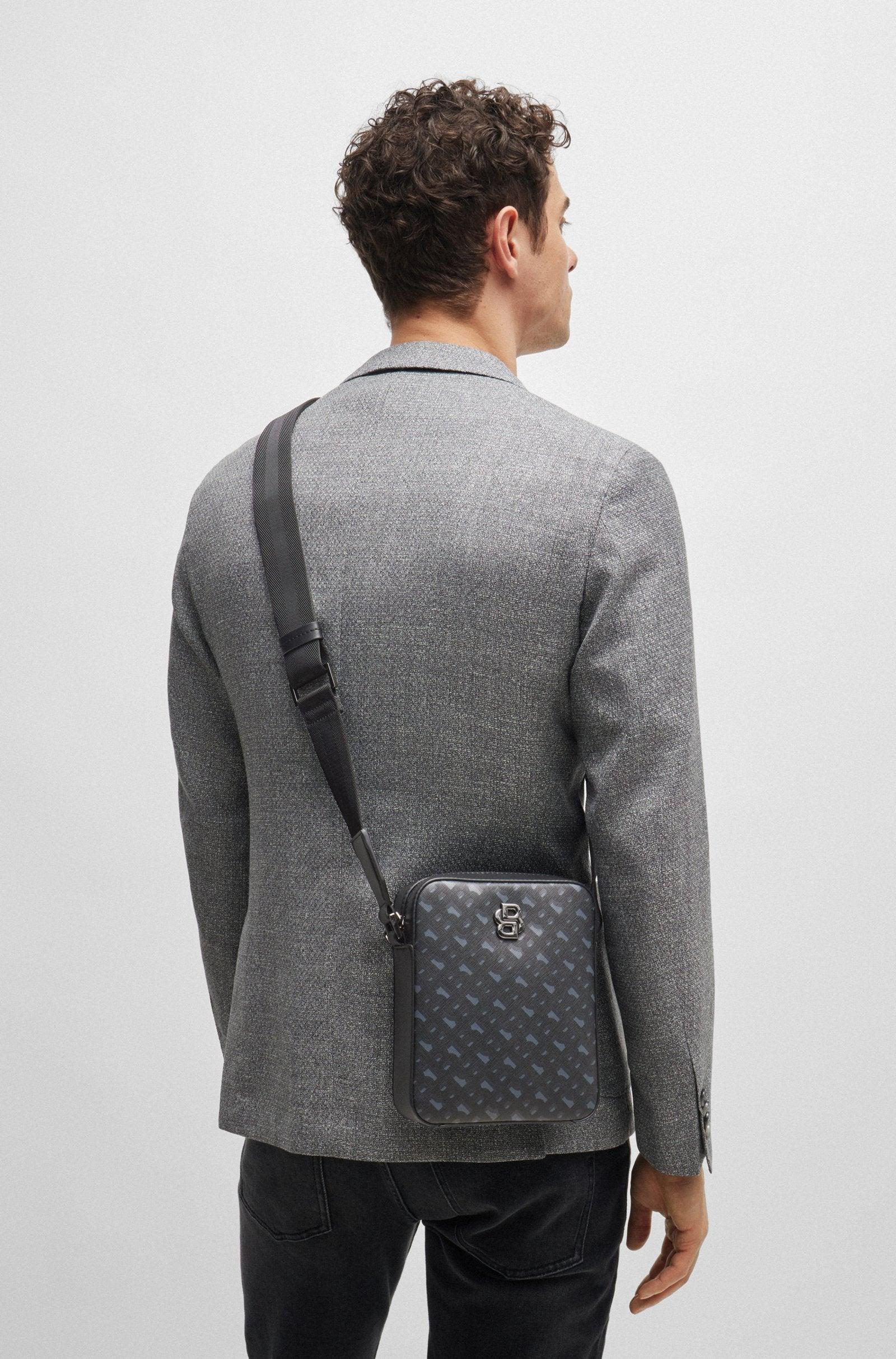 Boss MONOGRAM-PATTERN REPORTER BAG WITH SIGNATURE HARDWARE Male Product Image