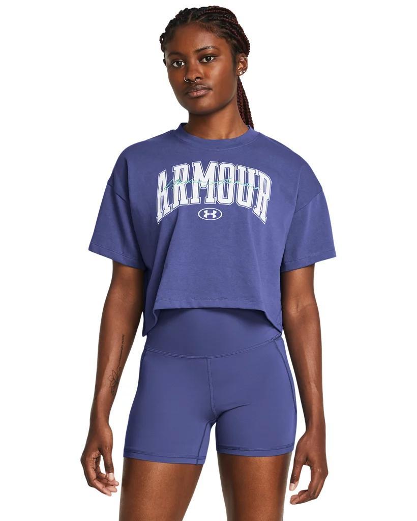 Women's UA Heavyweight Scripted Wordmark Crop Short Sleeve Product Image