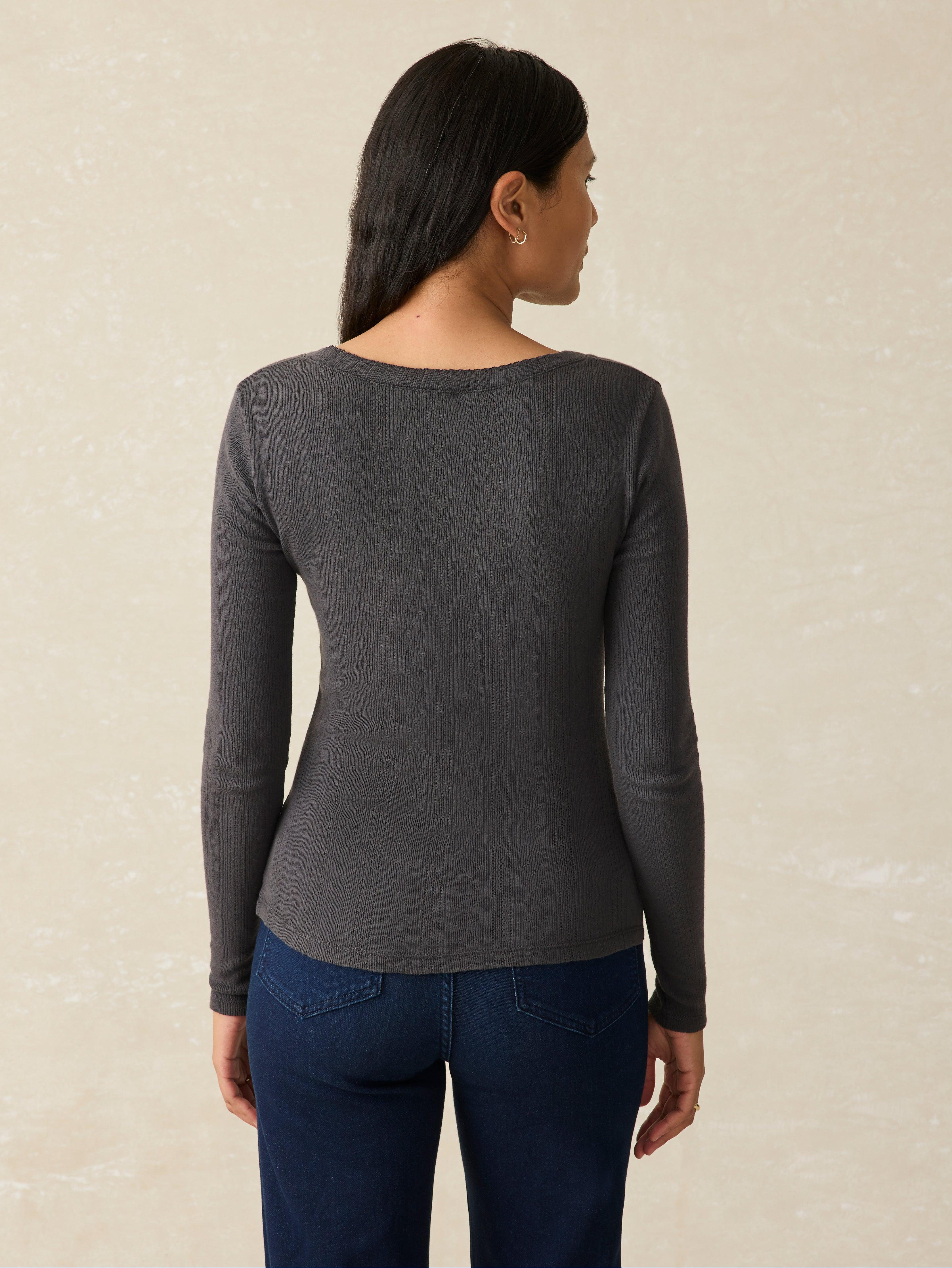 Pacific Pointelle Scoop Neck - Washed Black Female Product Image