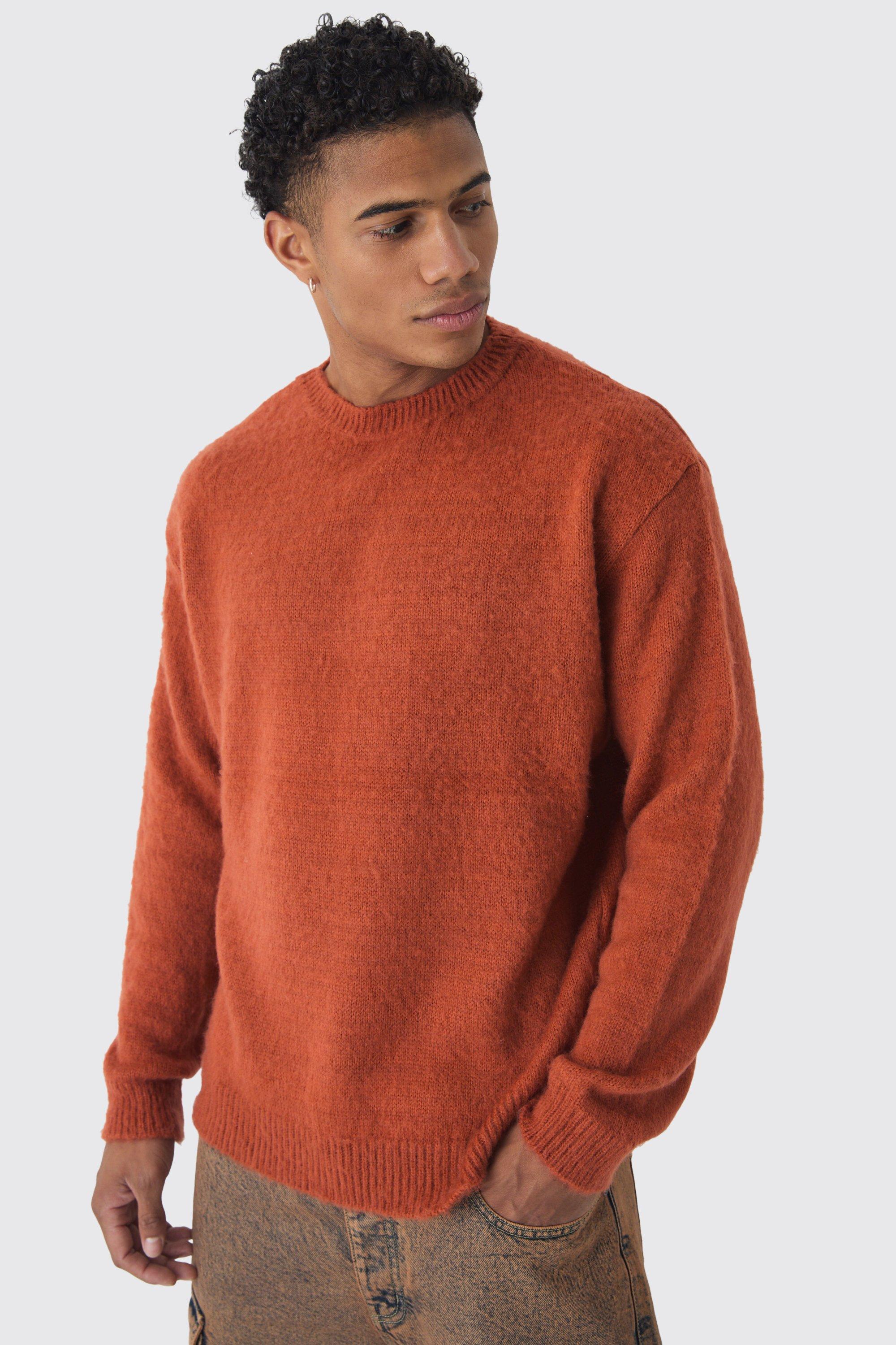 Fluffy Knit Crew Neck Oversized Sweater | boohooMAN USA Product Image