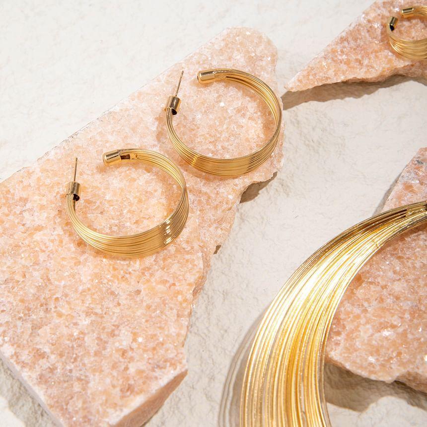 Metallic Layered Necklace / Hoop Earring / Bracelet / Ring / Set Product Image