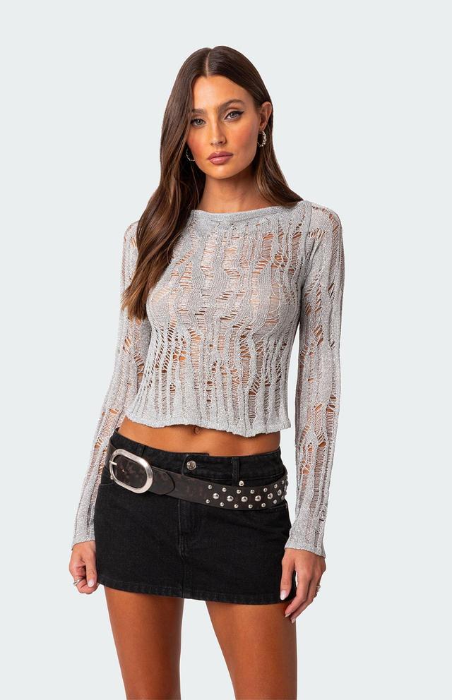 Edikted Women's Open Back Metallic Knit Top Product Image