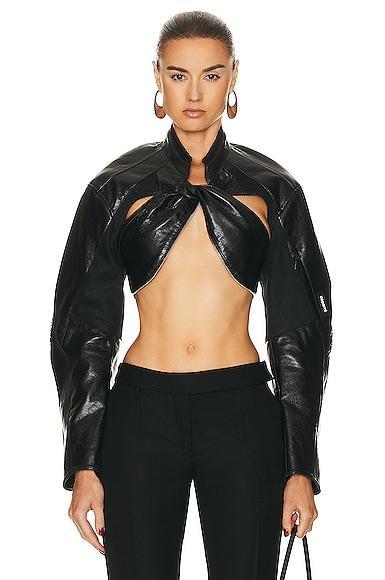 Coperni Cut Out Cropped Biker Jacket Product Image