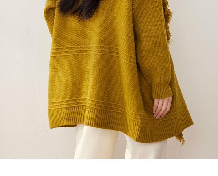 Frayed Open Front Plain Cardigan Product Image