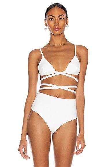 Matteau Wrap Triangle Bikini Top in White Product Image