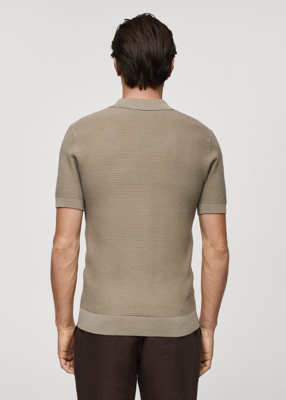 MANGO MAN - Tencel cotton polo shirt with braided knit olive greenMen Product Image