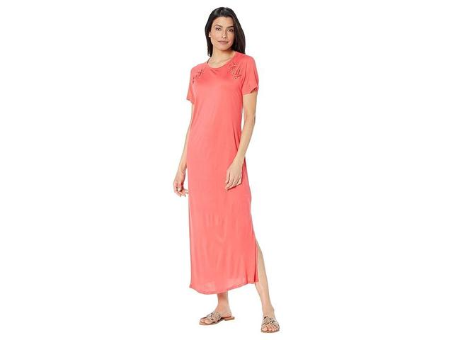 MICHAEL Michael Kors Lace-Up T-Shirt Dress (Sangria) Women's Dress Product Image