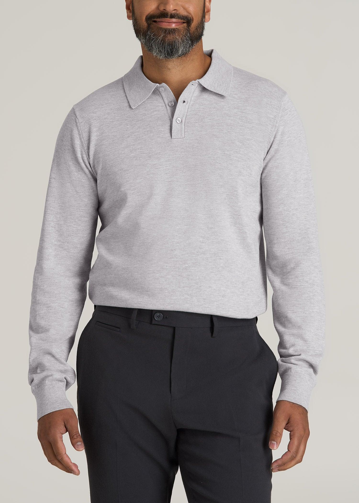 Men’s Tall Polo Sweater in Light Grey Male Product Image