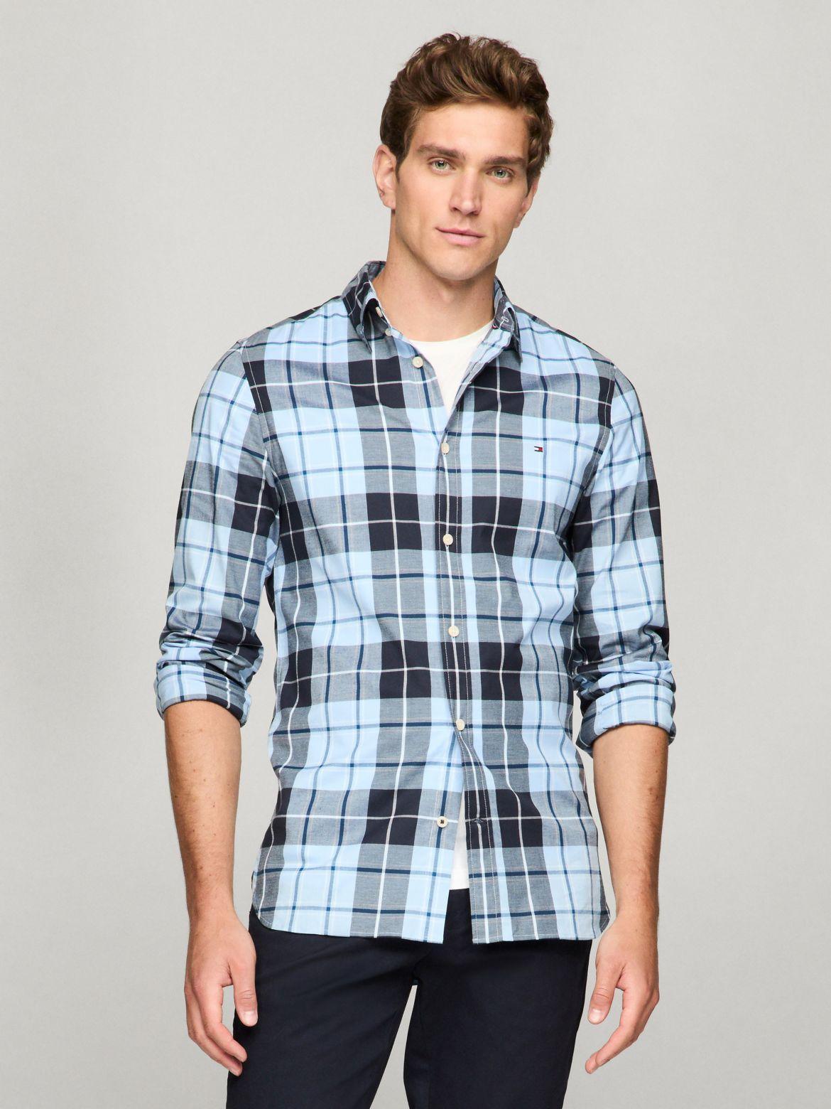 Tommy Hilfiger Men's THFlex Plaid Slim Fit Poplin Shirt Product Image