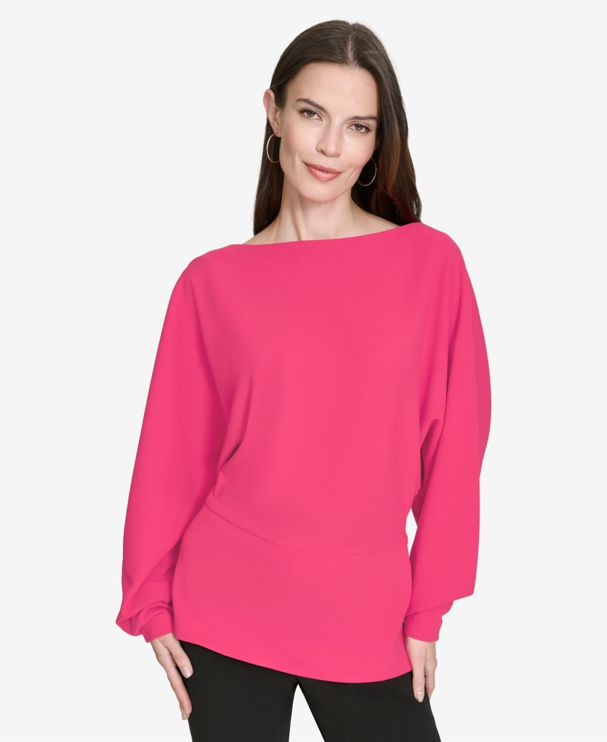 Halston Womens Dolman-Sleeve Boat-Neck Peplum Top Product Image