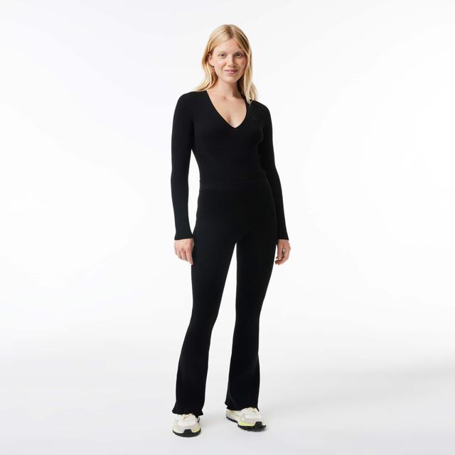 Seamless Ribbed Knit Flared Leggings Product Image