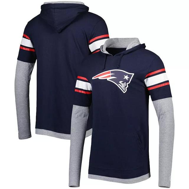 Mens New Era New England Patriots Long Sleeve Hoodie T-Shirt Blue Product Image