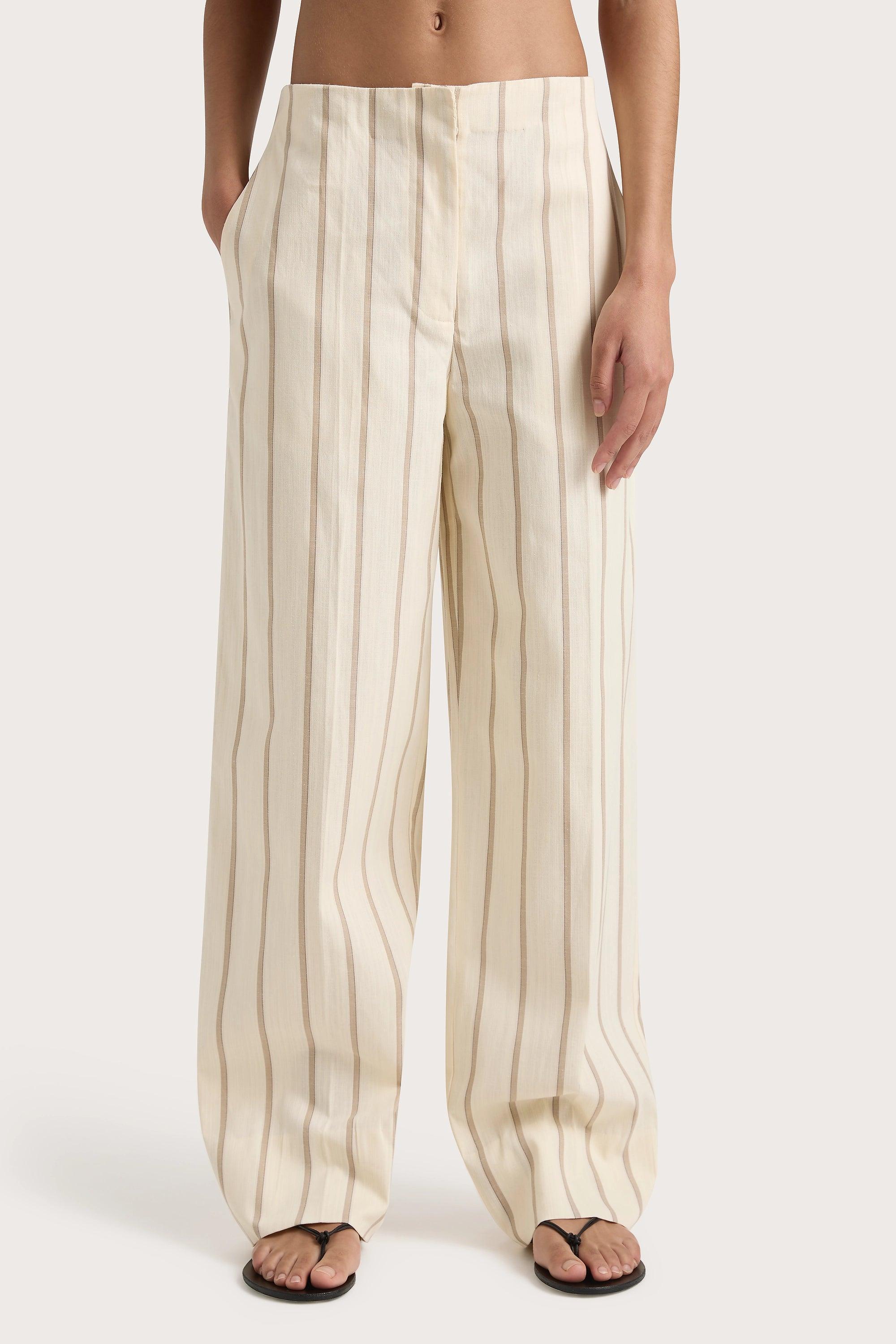 Maeve Stripe Trouser Shadow Stripe Butter Product Image