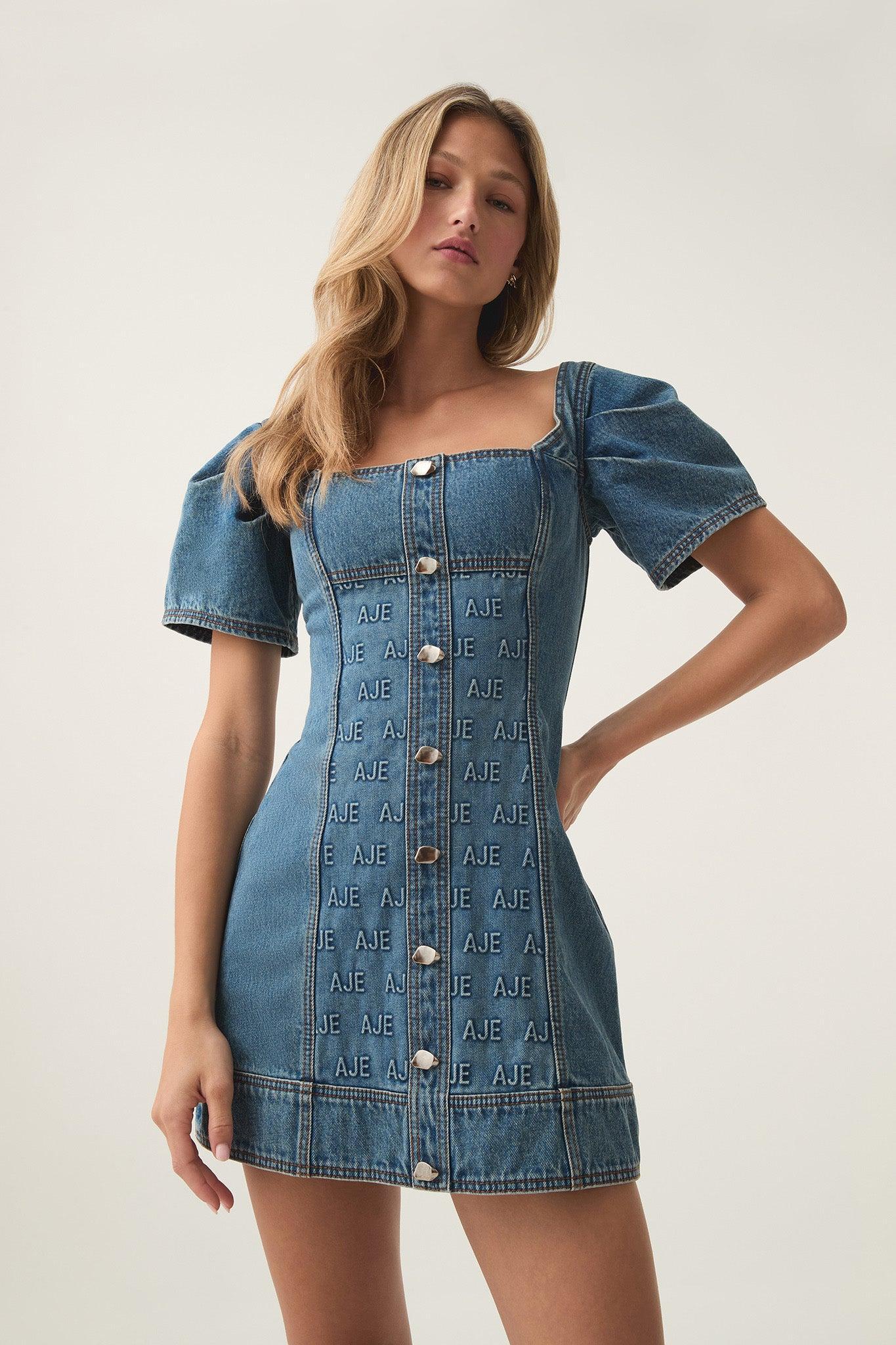 Nika Logo Denim Mini Dress Product Image