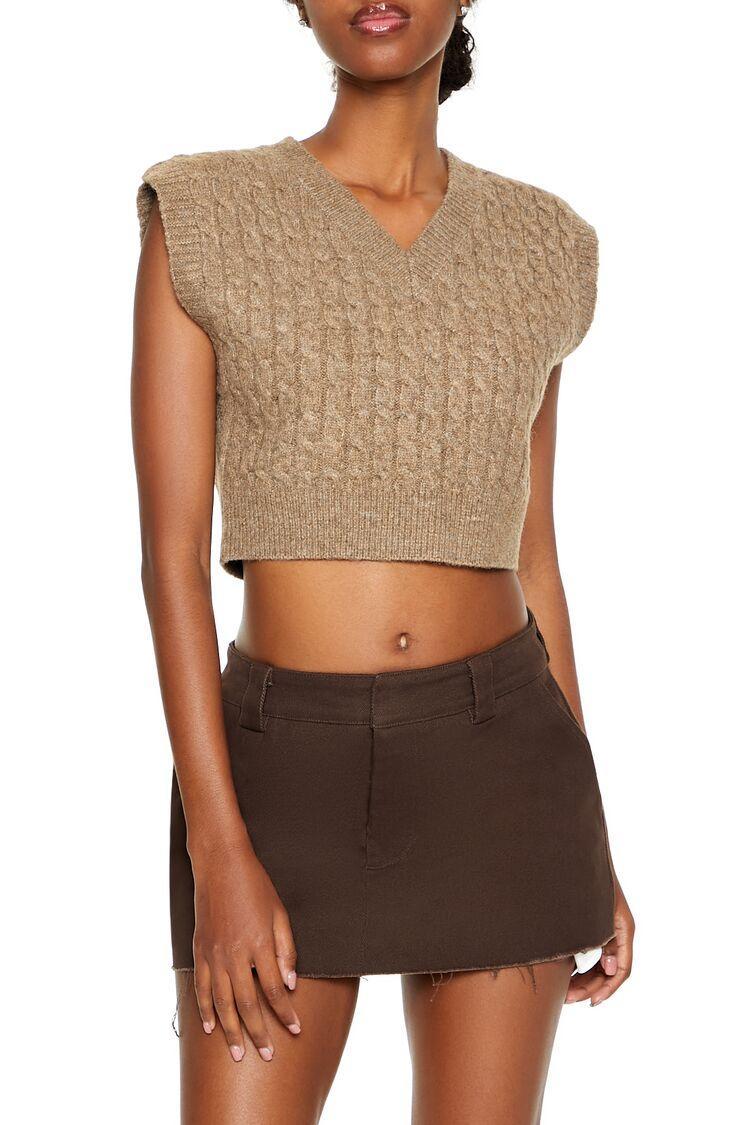 Cropped Cable Knit Sweater Vest | Forever 21 product image