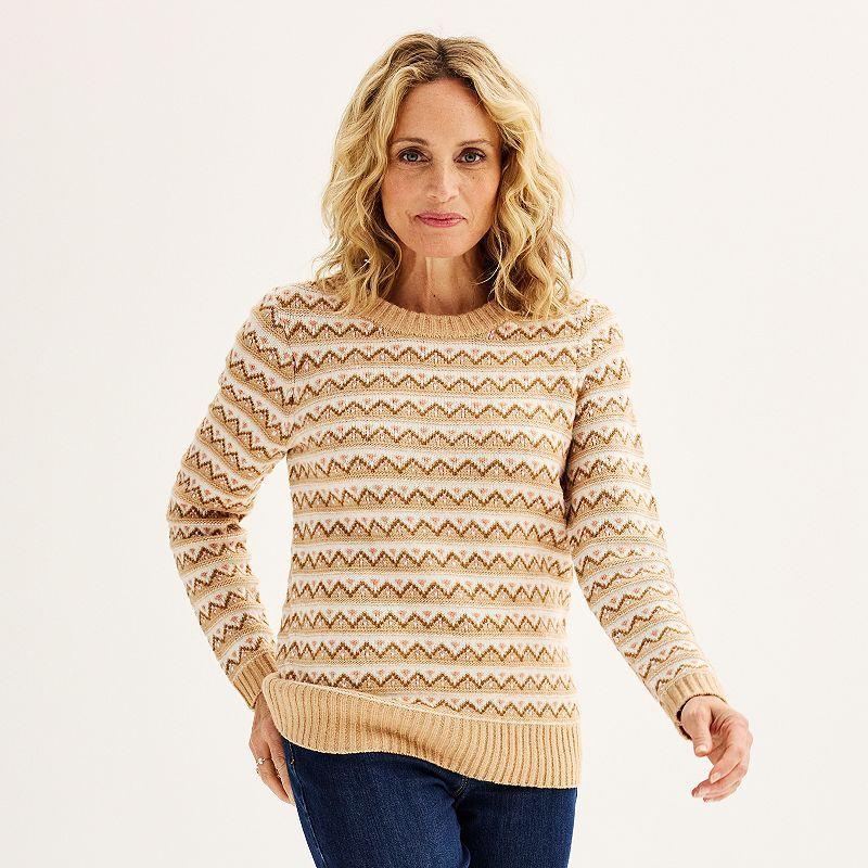 Womens Croft & Barrow Placed Cable Sweater Product Image