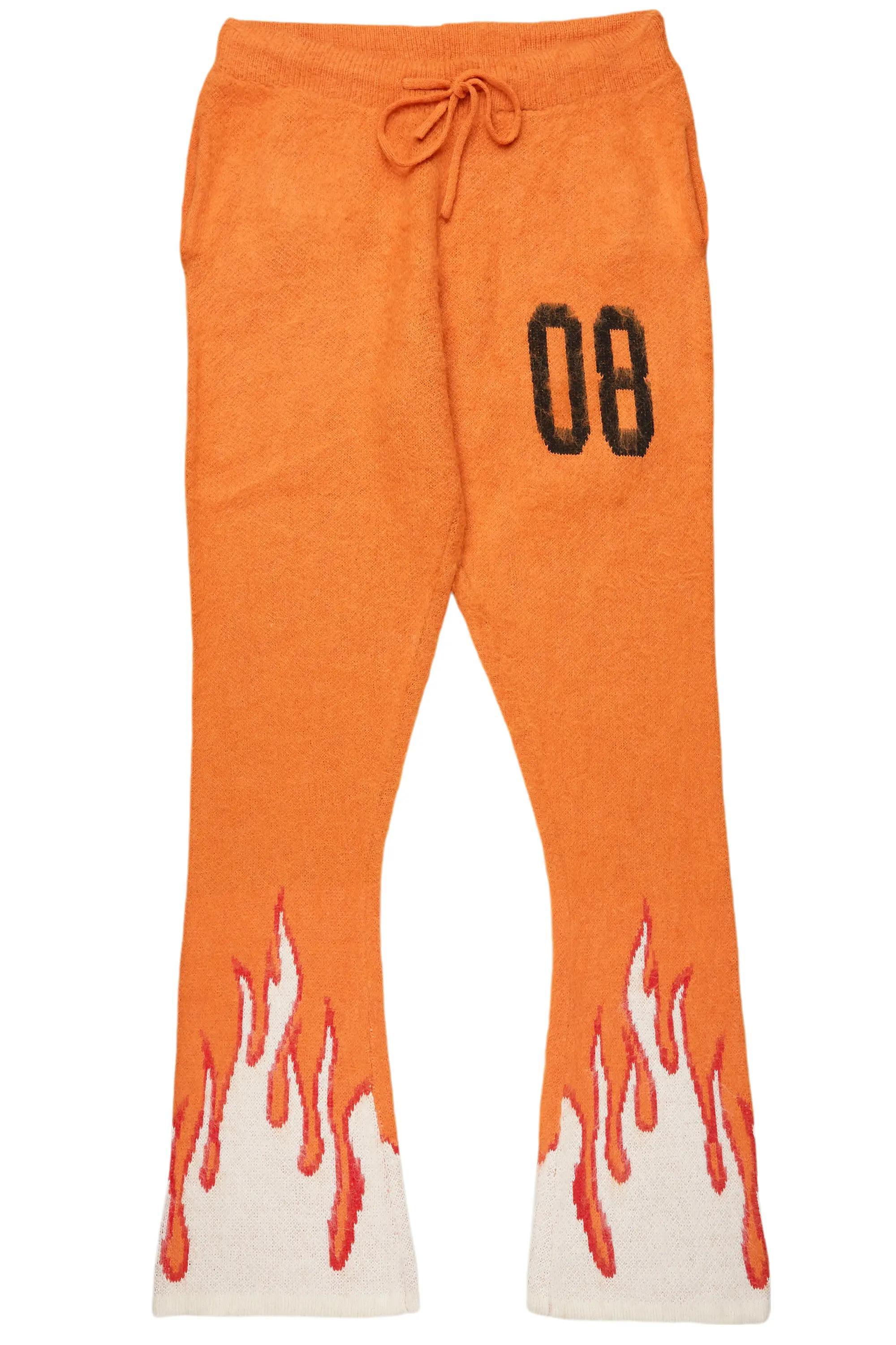 Holger Orange/Cream Graphic Stacked Flare Mohair Track Pant Male Product Image