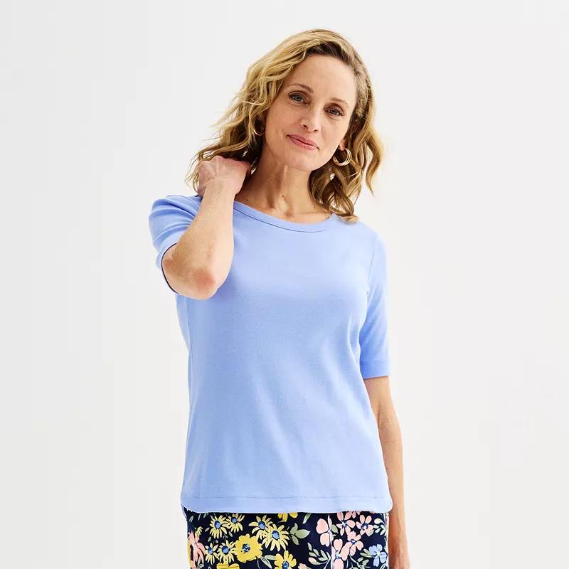 Womens Croft & Barrow Scoopneck Elbow Sleeve Top Product Image