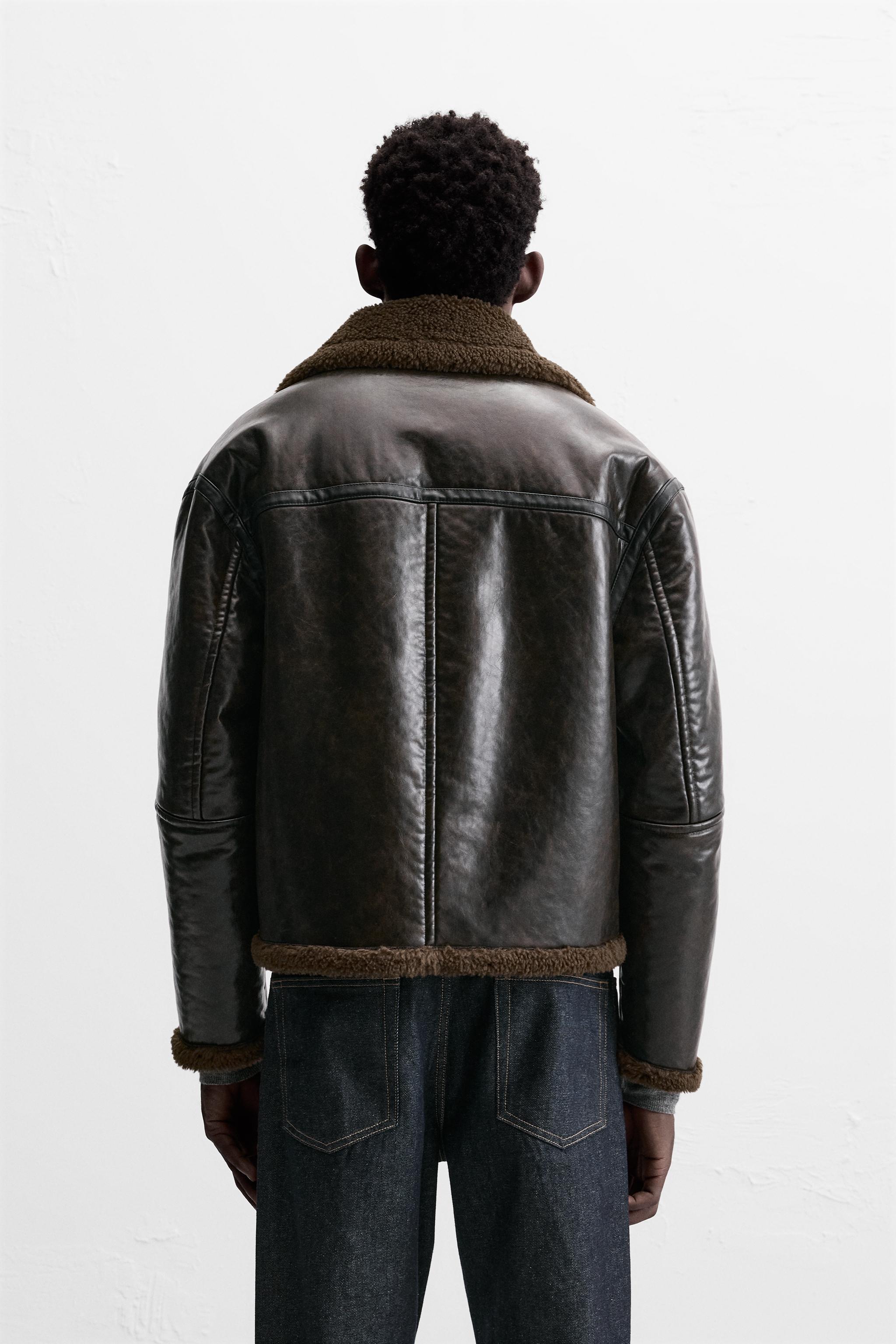 DOUBLE FACED FAUX LEATHER JACKET Product Image