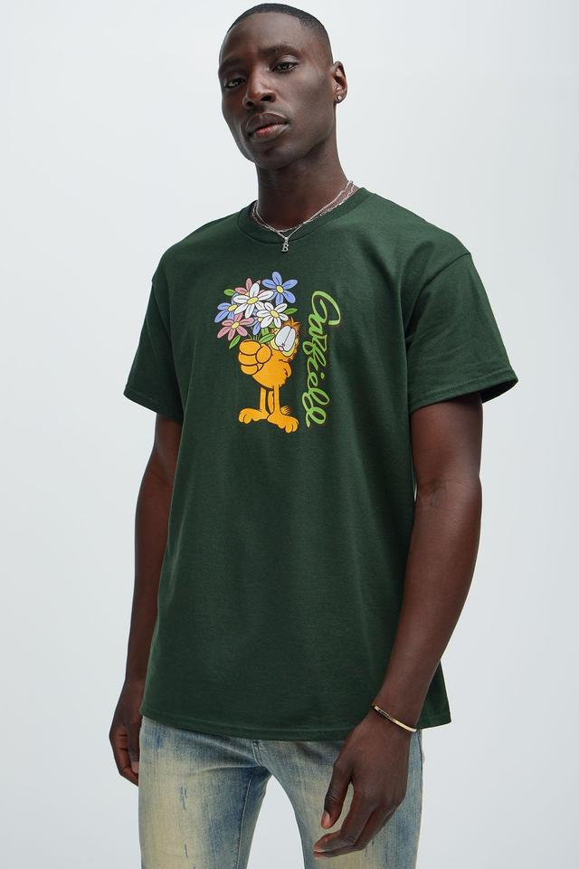 Garfield Flower Bed Short Sleeve Tee - Green Product Image