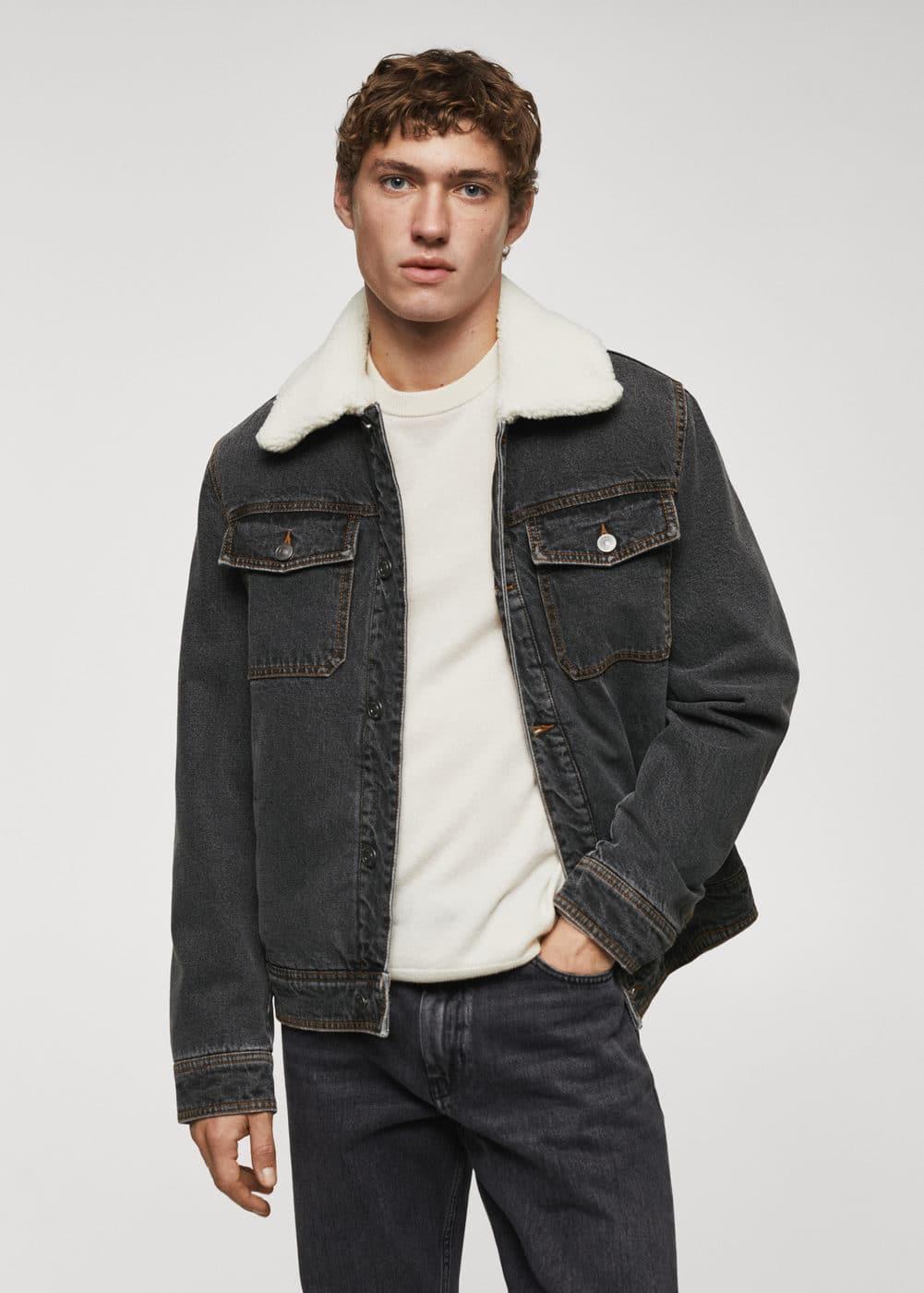 MANGO MAN - Shearling denim jacket open greyMen Product Image