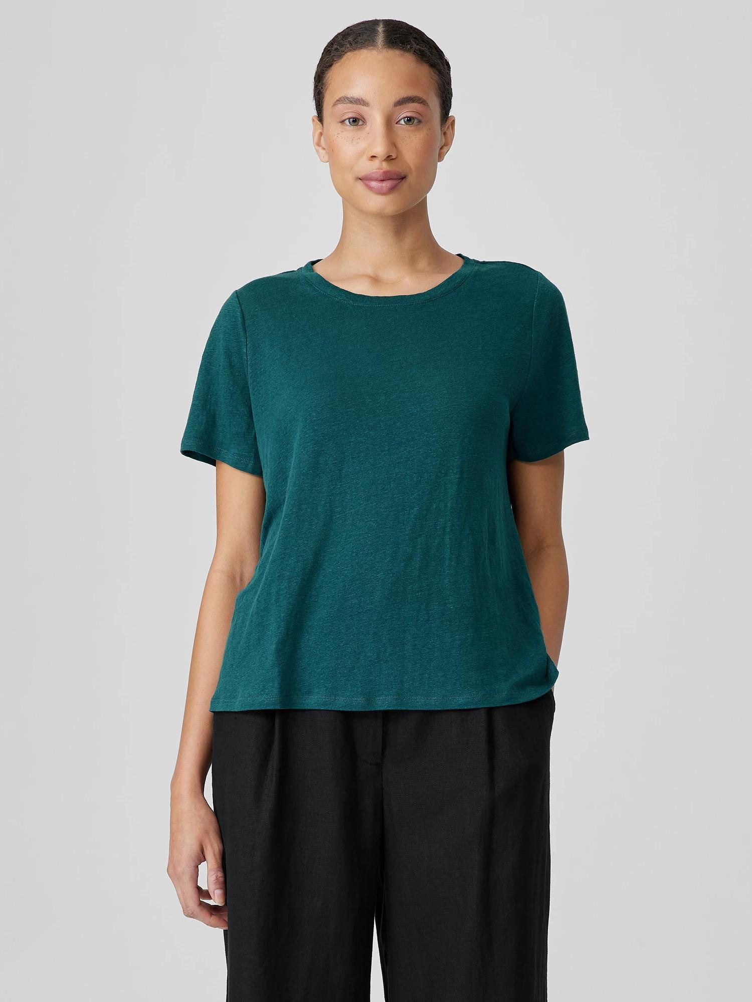 EILEEN FISHER Organic Linen Jersey Crew Neck Teefemale Product Image